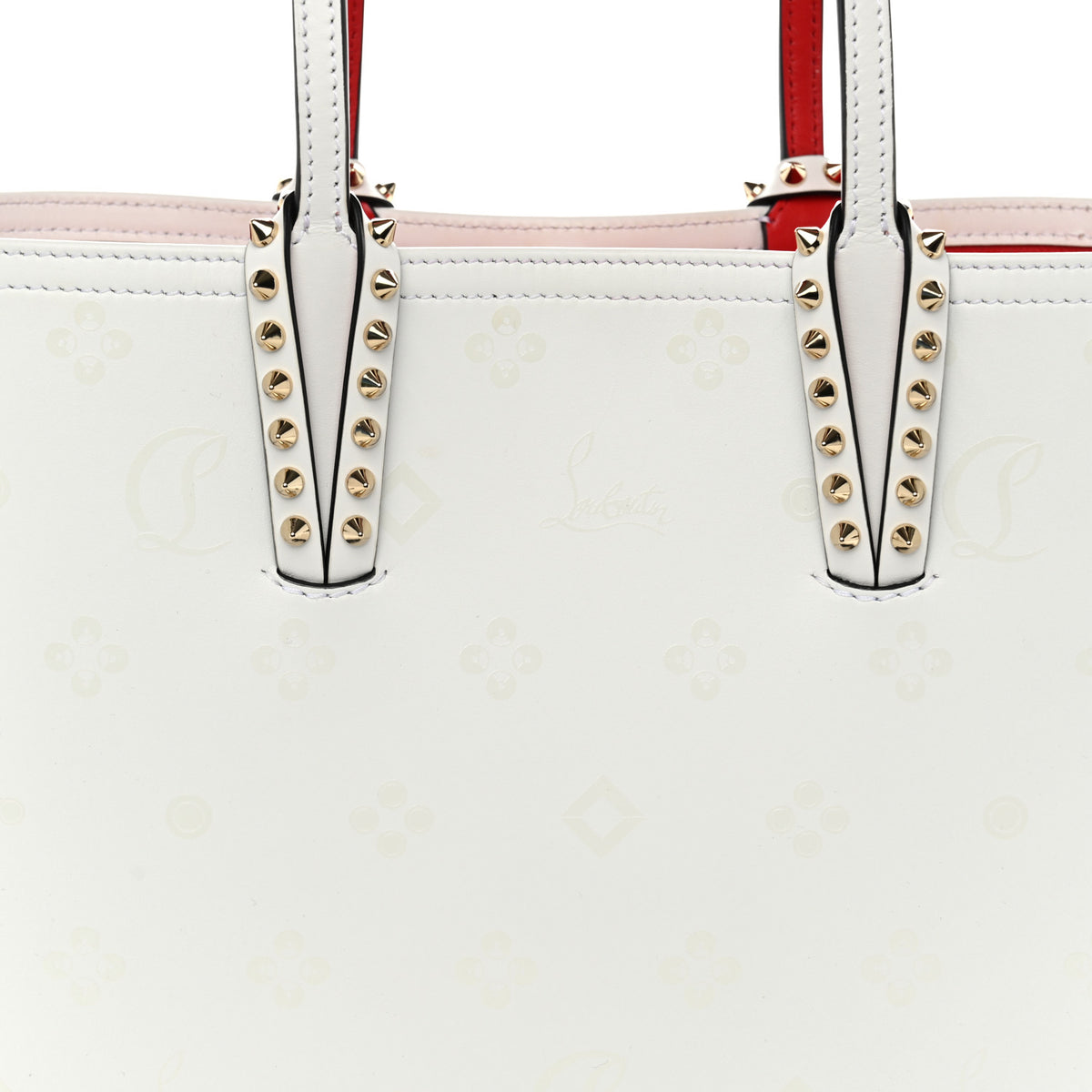 Calfskin Loubinthesky Perforated Cabata Tote White
