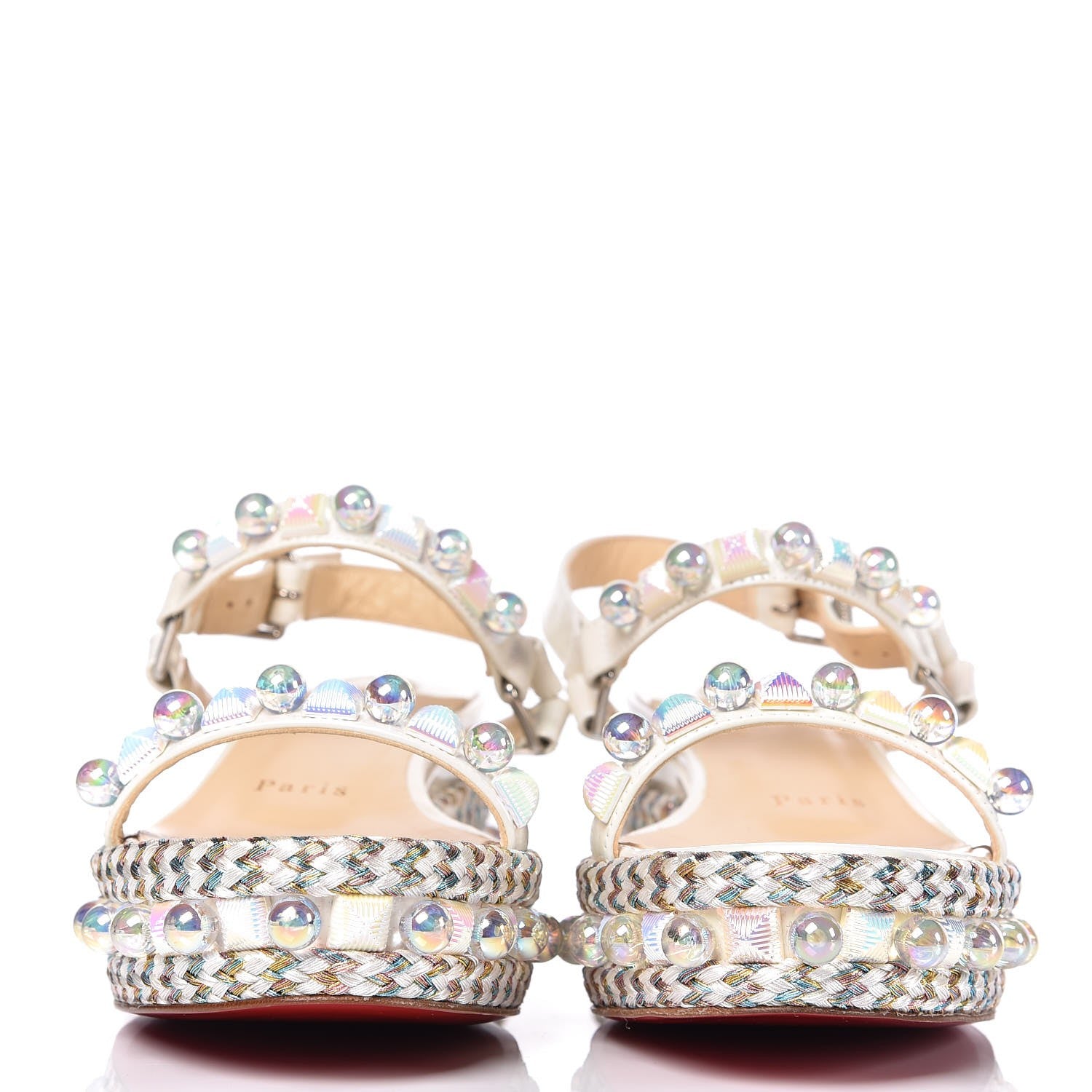 Christian Louboutin Patent Embellished Cataconico 60 Platform Sandals 36 White 2 of 8