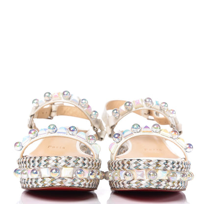 Christian Louboutin Patent Embellished Cataconico 60 Platform Sandals 36 White 2 of 8