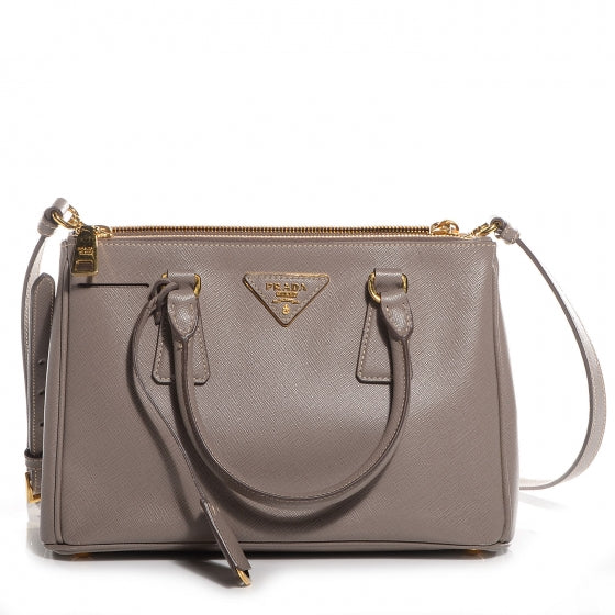 Saffiano Lux Mini Double Zip Tote Argilla