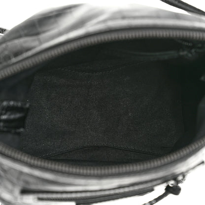 Balenciaga Extra Supple Calfskin Crocodile Embossed Neo Classic Hardware Hobo XS Black 5 of 9