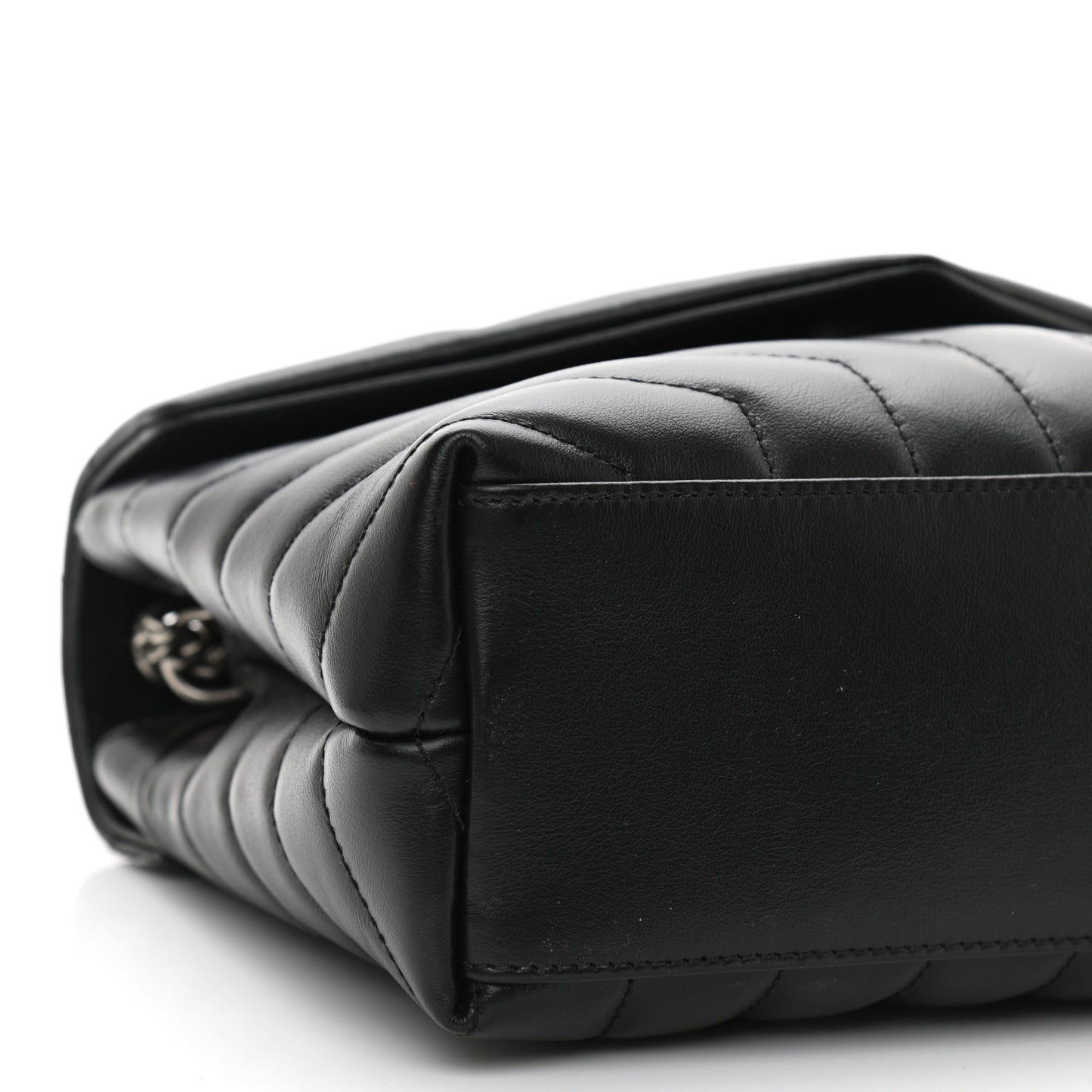 Calfskin Y Quilted Monogram Small Loulou Chain Satchel Black