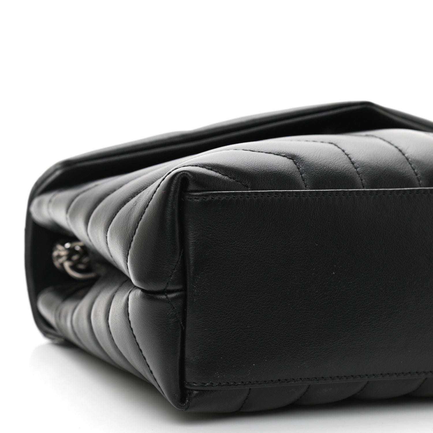 Saint Laurent Calfskin Y Quilted Monogram Small Loulou Chain Satchel Black 7 of 8