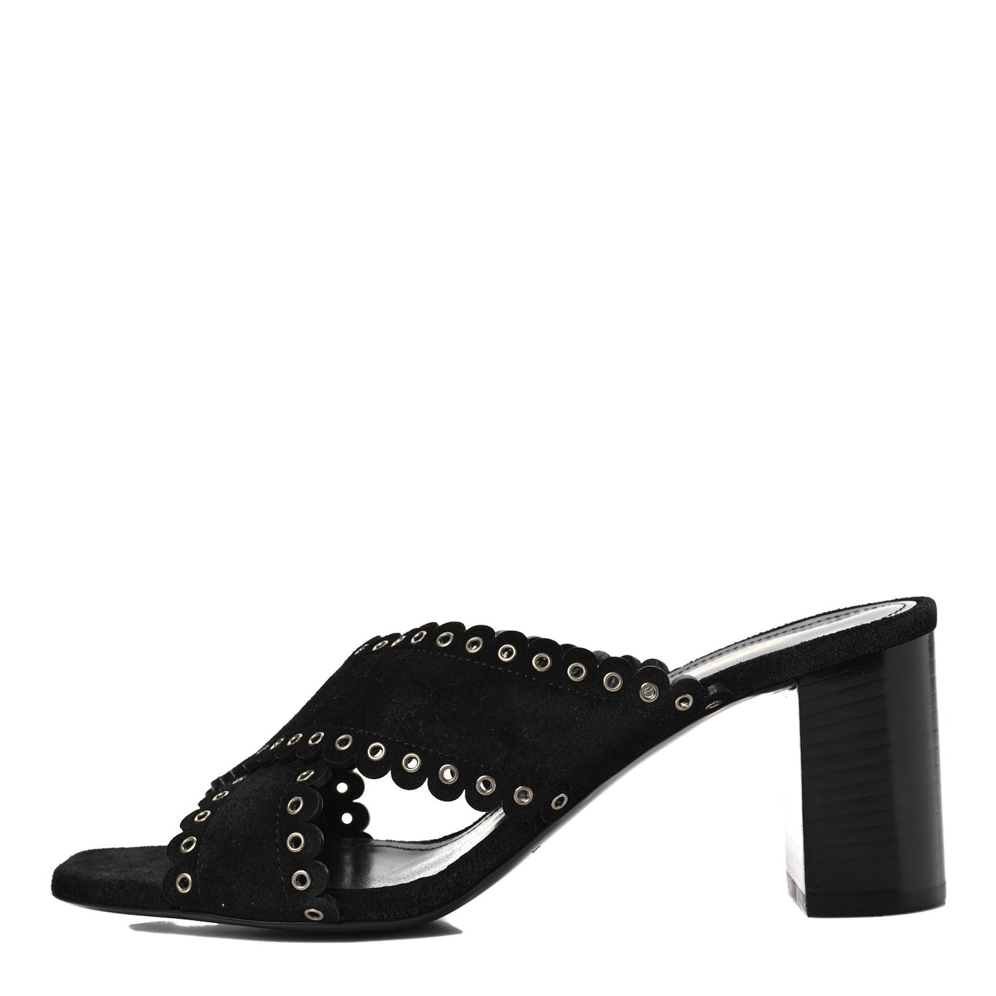 Suede Eyelet LouLou 70 Mules 37 Black