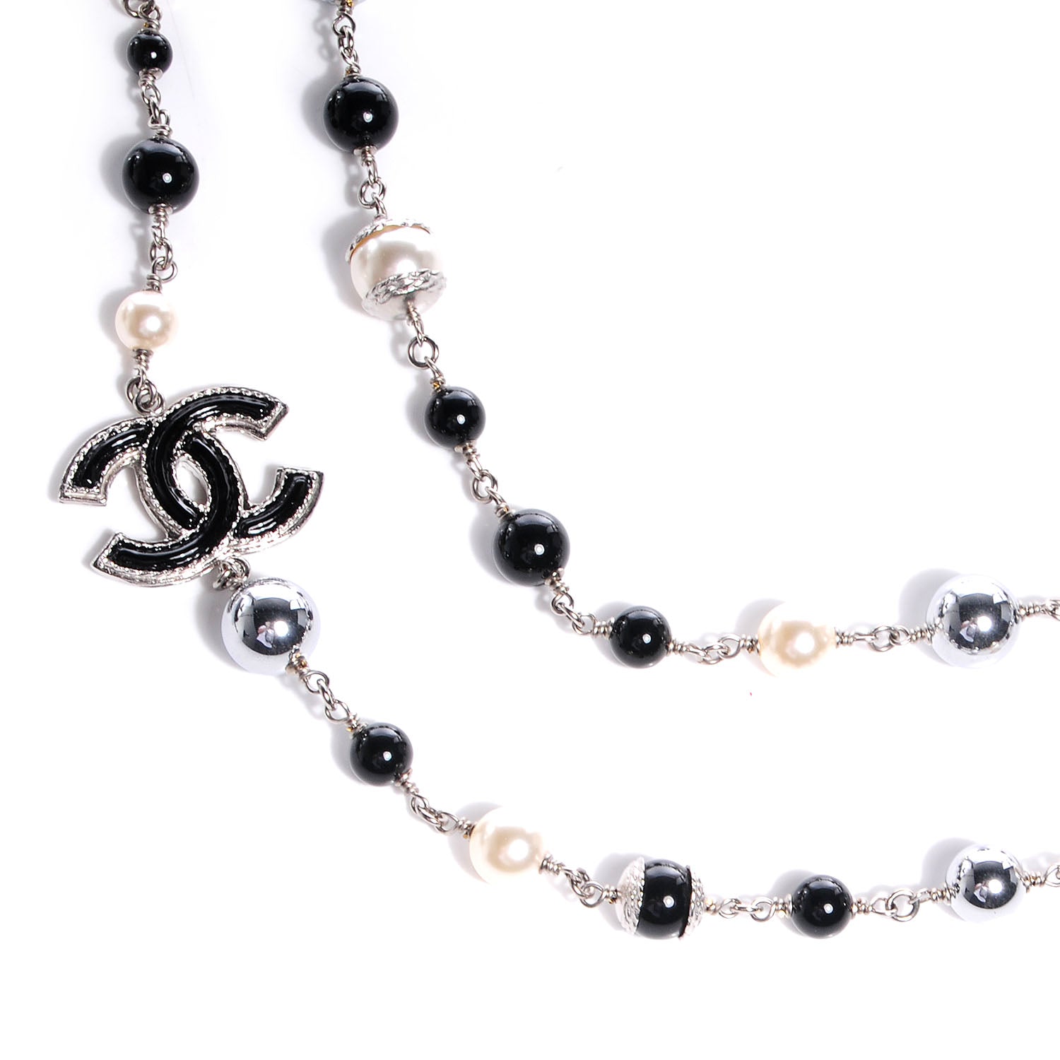 Chanel Pearl Beaded CC Long Necklace Black 3 of 6