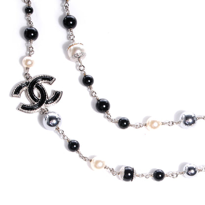 Chanel Pearl Beaded CC Long Necklace Black 3 of 6