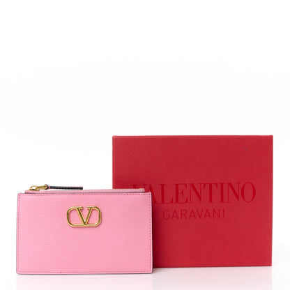 Valentino Garavani Grained Calfskin VLogo Coin Case Card Holder Pink 8 of 8