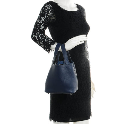 Hermes Taurillon Clemence Picotin Lock 18 PM Bleu Saphir 2 of 12