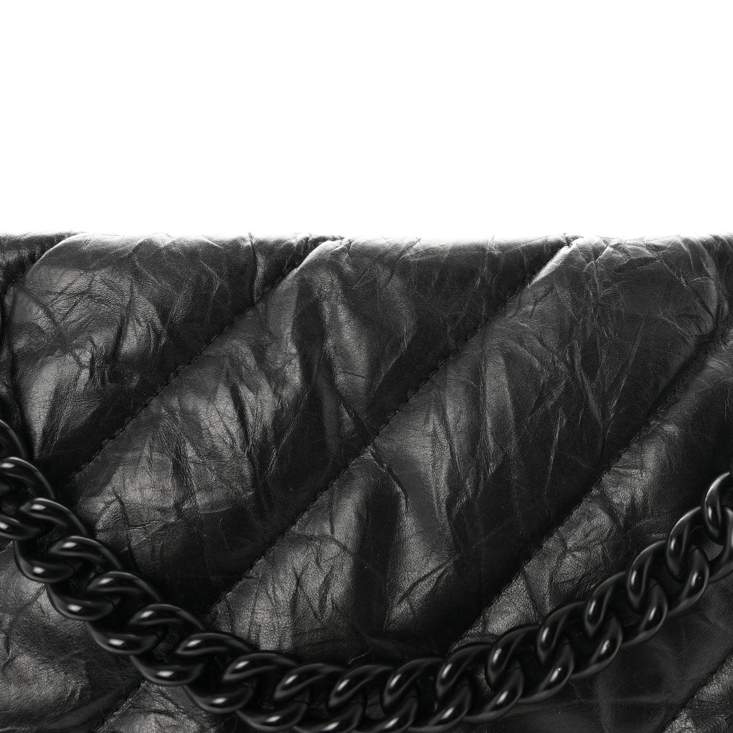 Crushed Calfskin Quilted Matte Black Hardware Medium Crush Chain Bag Black
