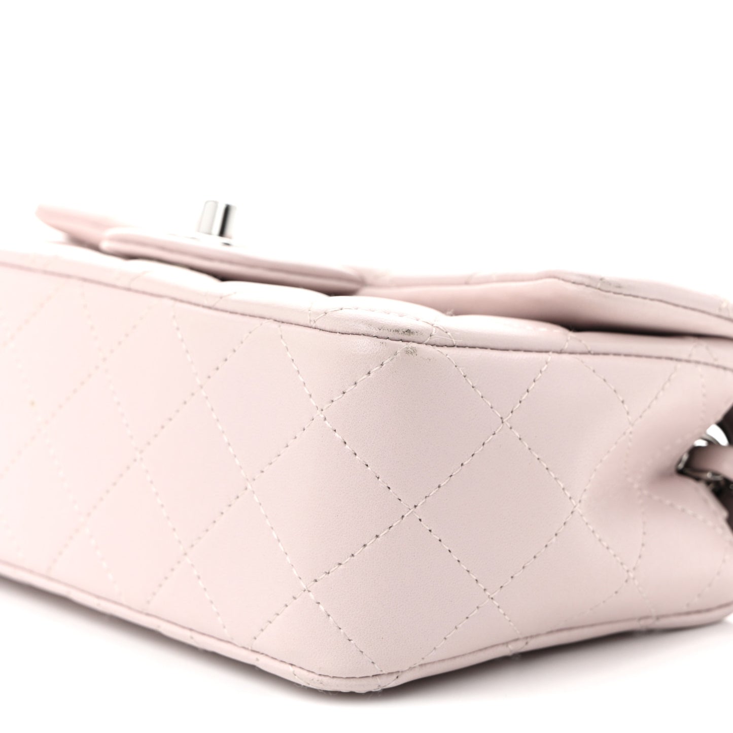 Lambskin Quilted Mini Rectangular Flap Light Pink
