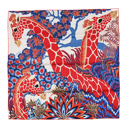 Hermes Silk Twill The Three Graces Scarf 90 White Rouge Bleu 1 of 3