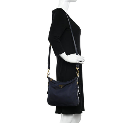 Prada Vela Nylon Saffiano Crossbody Navy 1 of 13