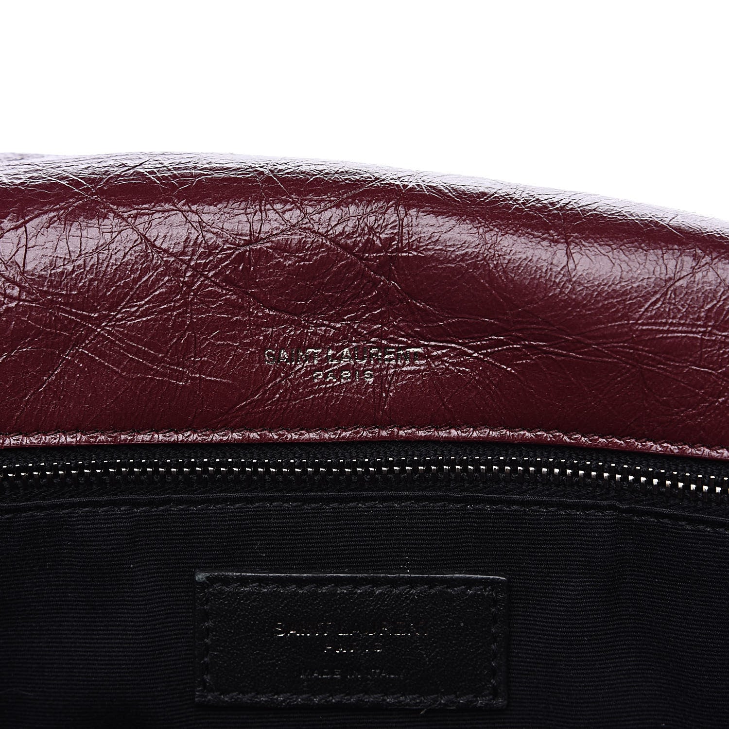 Saint Laurent Crinkled Calfskin Matelasse Monogram Medium Niki Chain Satchel Burgundy 7 of 13