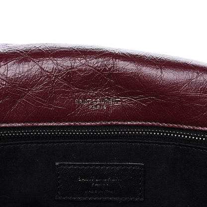 Saint Laurent Crinkled Calfskin Matelasse Monogram Medium Niki Chain Satchel Burgundy 7 of 13