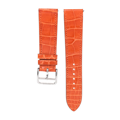 Hermes Shiny Alligator Heure H Hour Watch MM Strap Orange 1 of 4