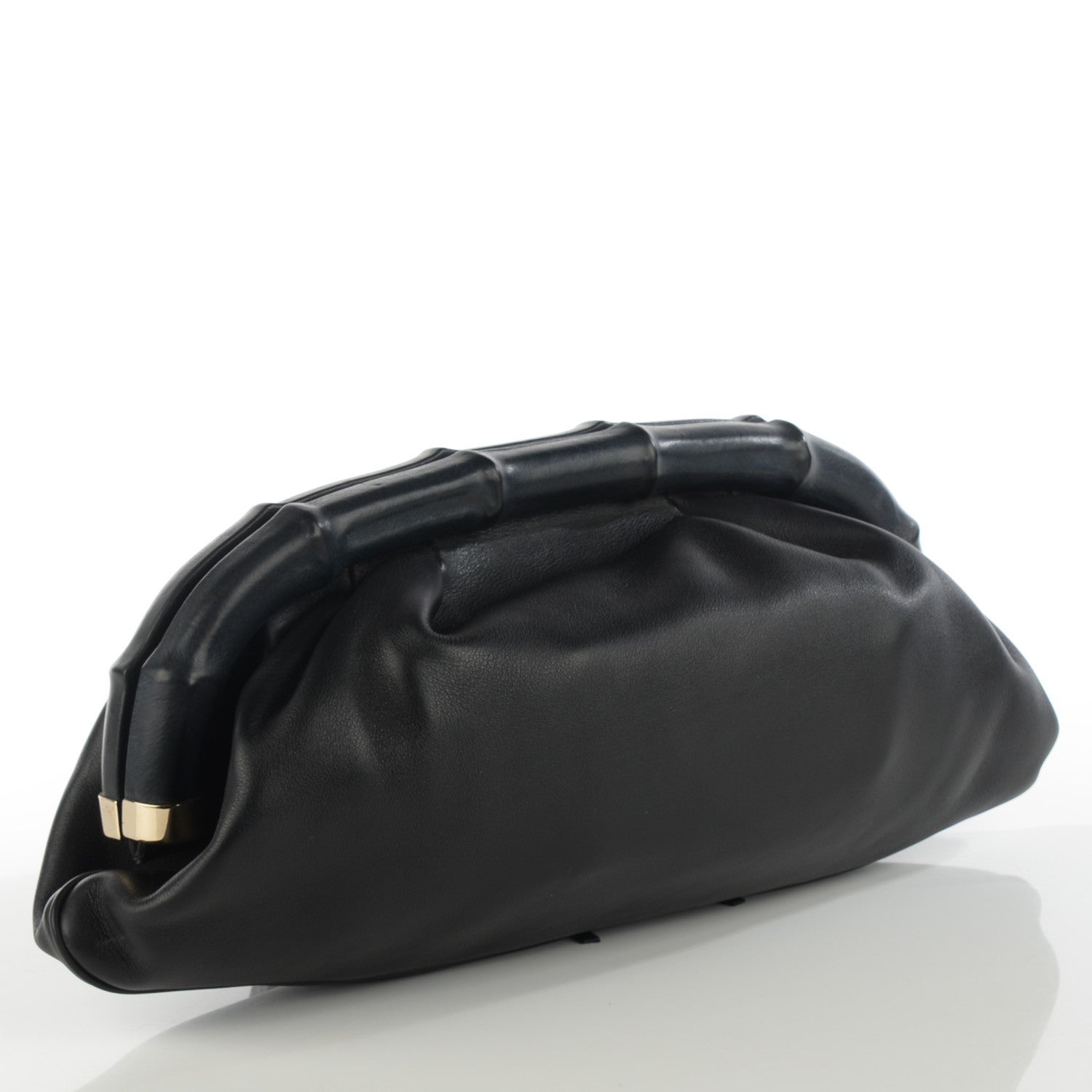 Gucci Calfskin Bamboo Frame Top Tassel Clutch Black 3 of 7
