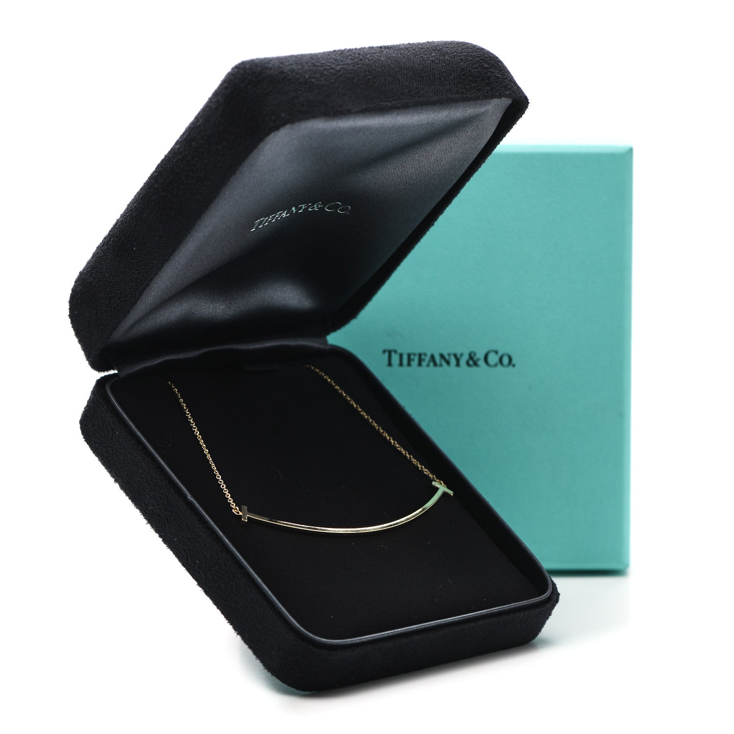 Tiffany 18K Yellow Gold Large T Smile Pendant Necklace 6 of 6