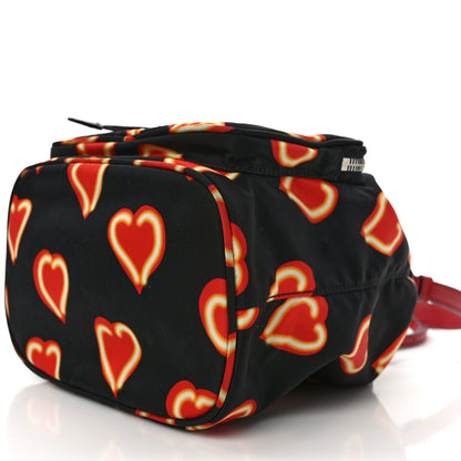 Prada Nylon Saffiano Heart Print Bucket Crossbody Bag Black Fuoco 7 of 7