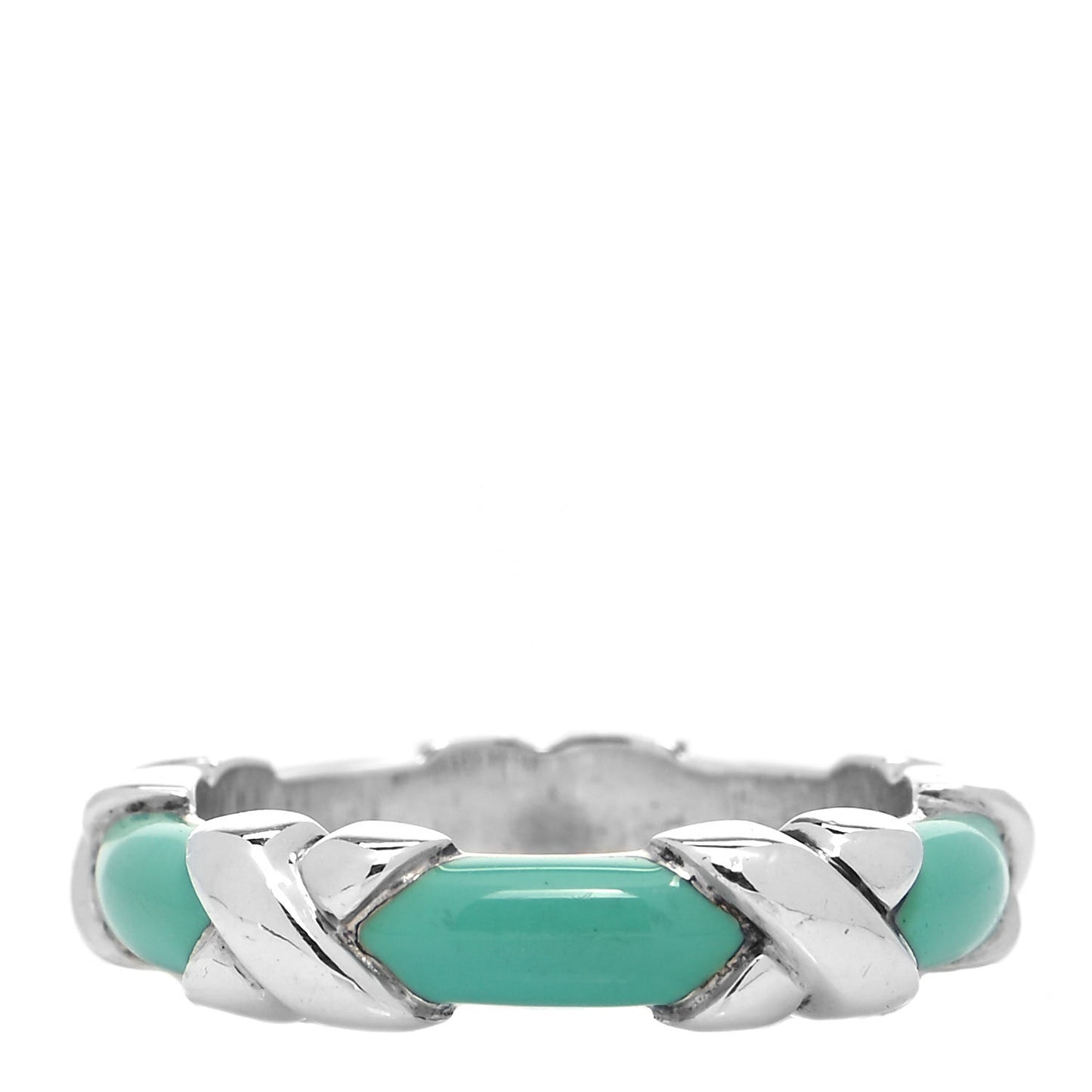 Sterling Silver Enamel Signature X Ring Blue 49 5