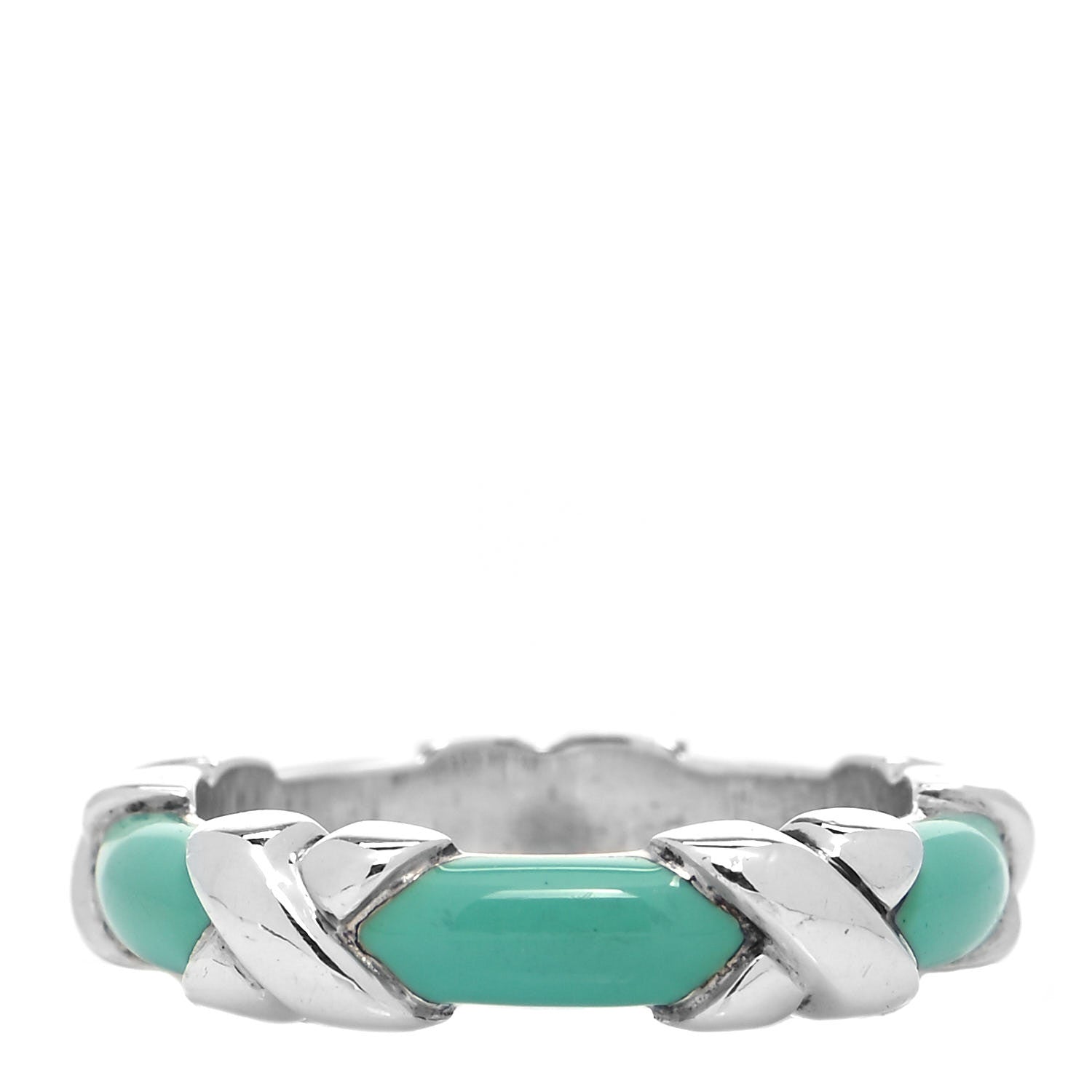 Tiffany Sterling Silver Enamel Signature X Ring Blue 49 5 1 of 4