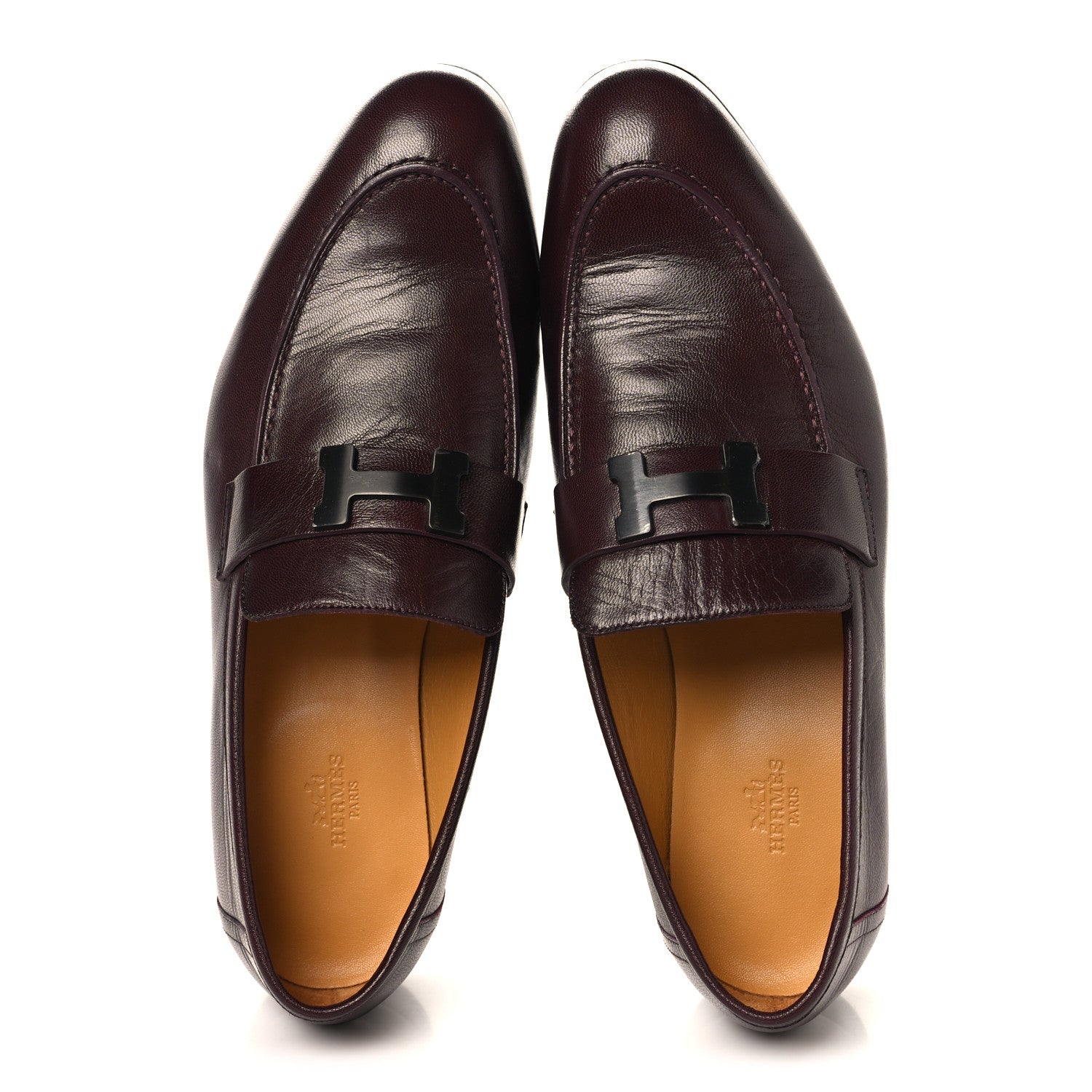 Hermes Goatskin Mens Paris Loafers 43 Marron Mahogany 2 of 10