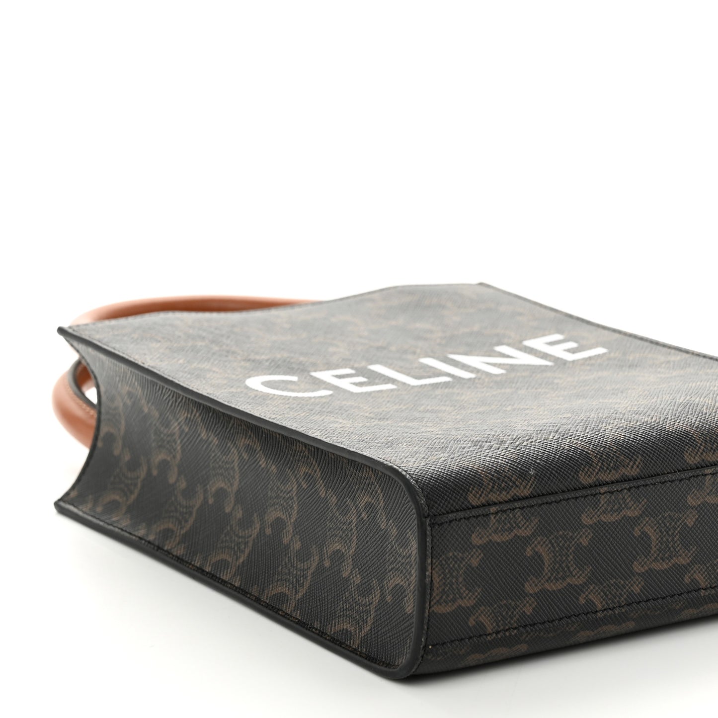 Triomphe Canvas Calfskin Mini Vertical Cabas Tan