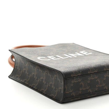 Celine Triomphe Canvas Calfskin Mini Vertical Cabas Tan 8 of 9