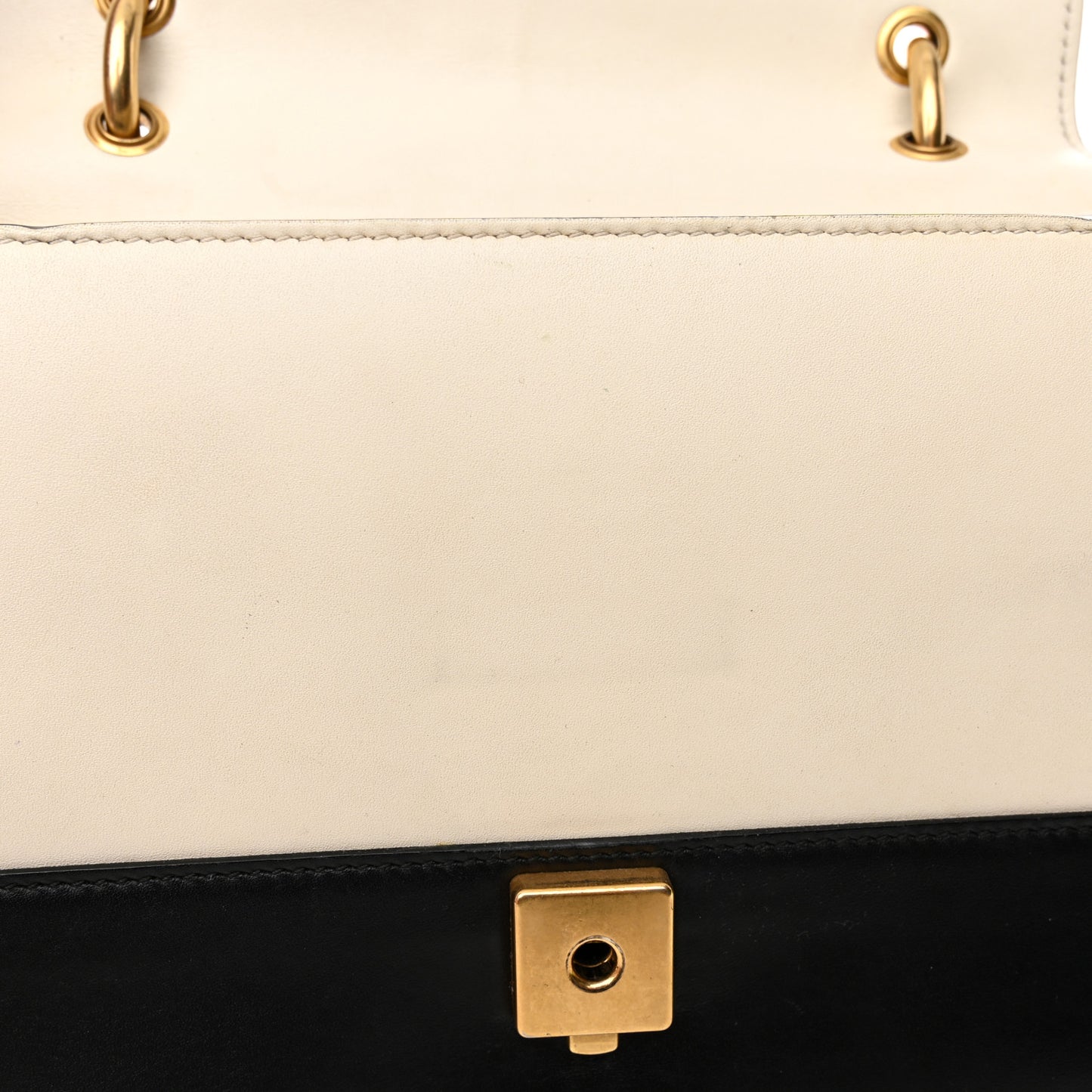 Calfskin Sylvie Web Small Queen Margaret Top Handle Bag Black White