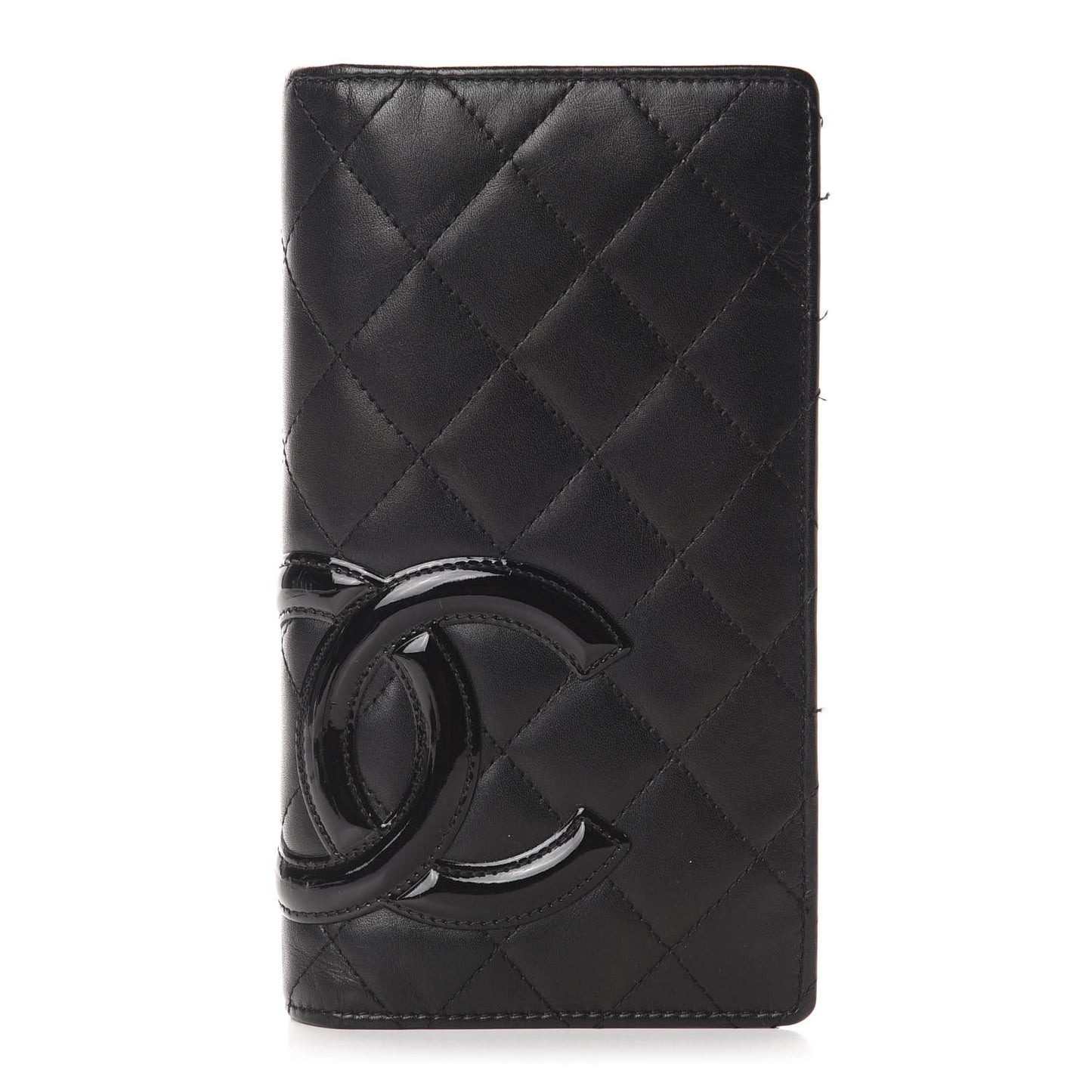 Calfskin Quilted Cambon Yen Wallet Black