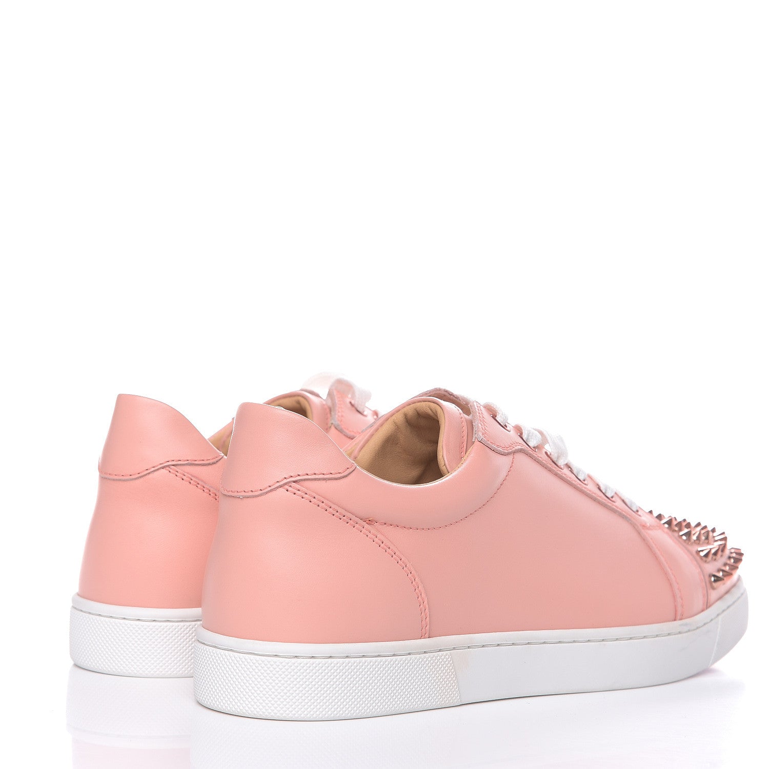 Christian Louboutin Calfskin Womens Vieira Spiked Flat Sneakers 38 Jupon Pink 4 of 9