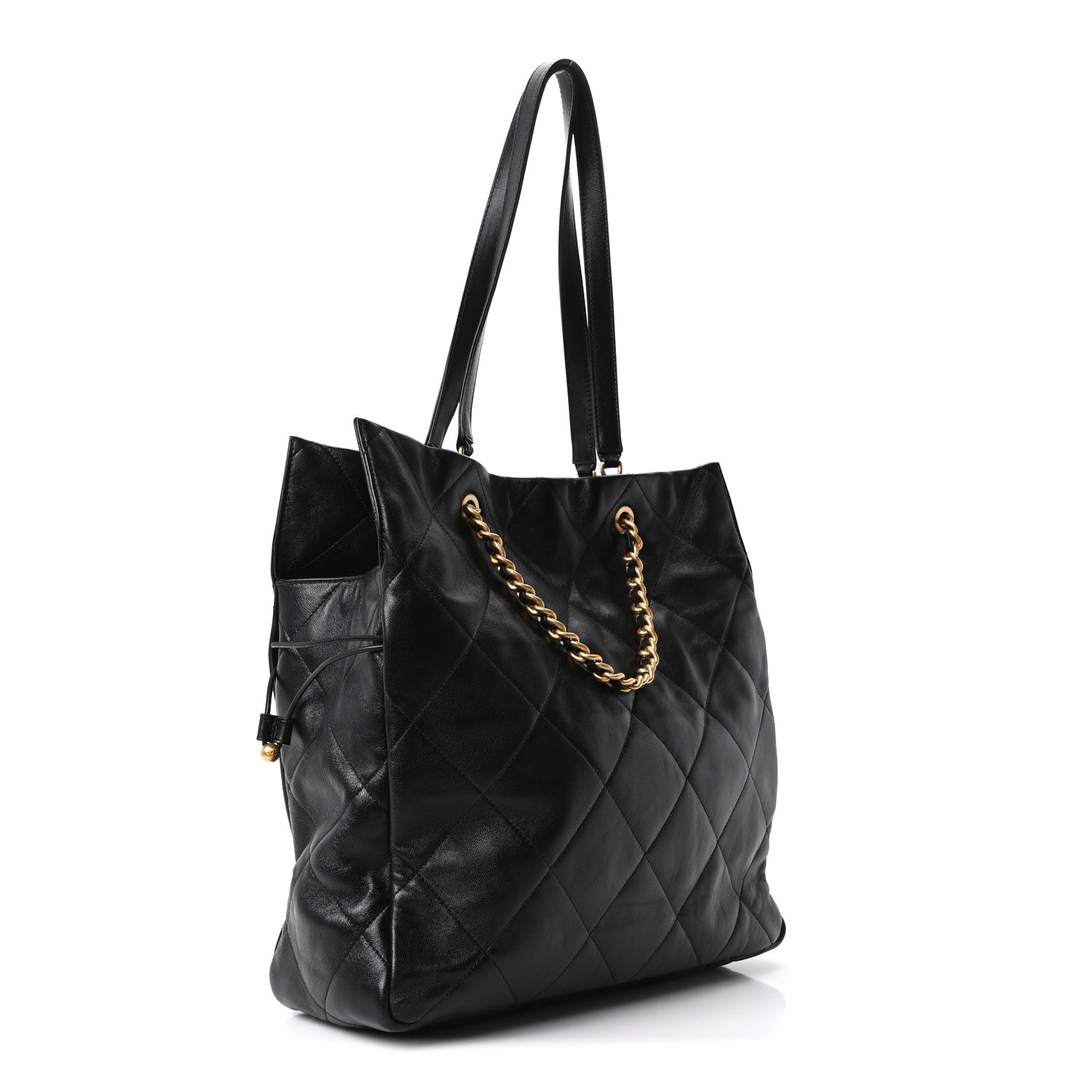 Chanel Shiny Lambskin Quilted Shopping Bag Black 2 of 9