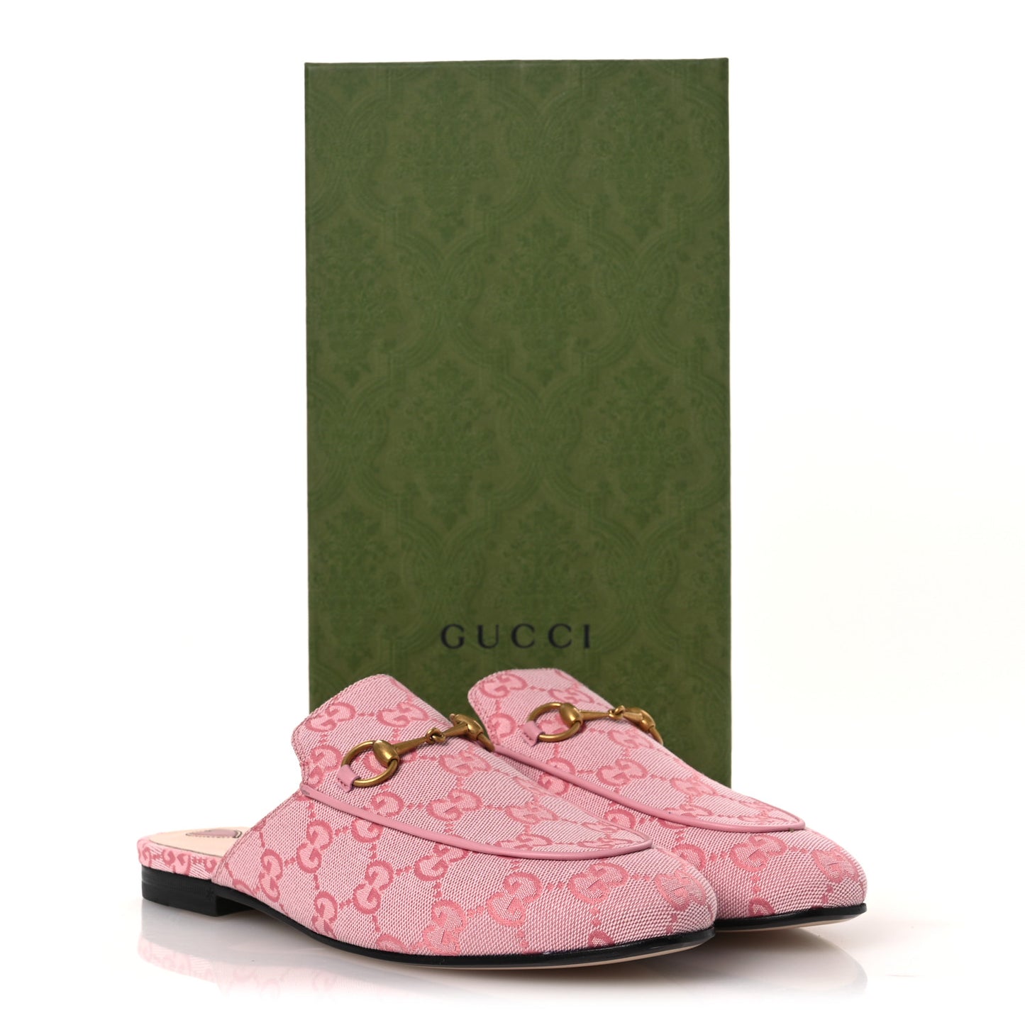 Canvas GG Monogram Nappa Womens Princetown Slippers 38 Cotton Candy Dark Cotton Candy Wild Rose