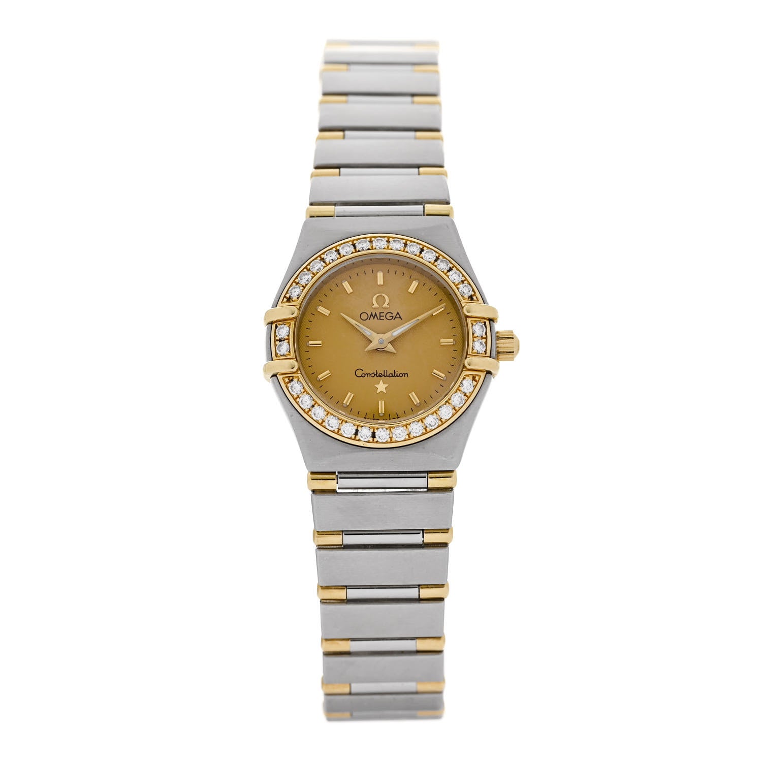 Omega Stainless Steel 18K Yellow Gold Diamond Bezel 22mm Constellation Quartz Watch Champagne 13671000 1 of 4