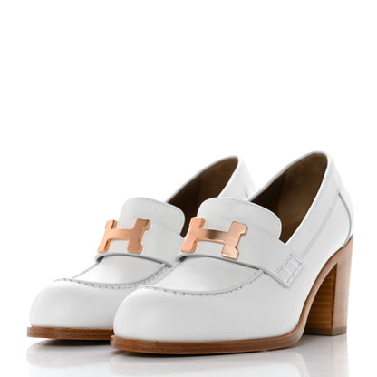 Hermes Calfskin Womens Dauphine 70 Moccasin Loafers 36 White 3 of 10