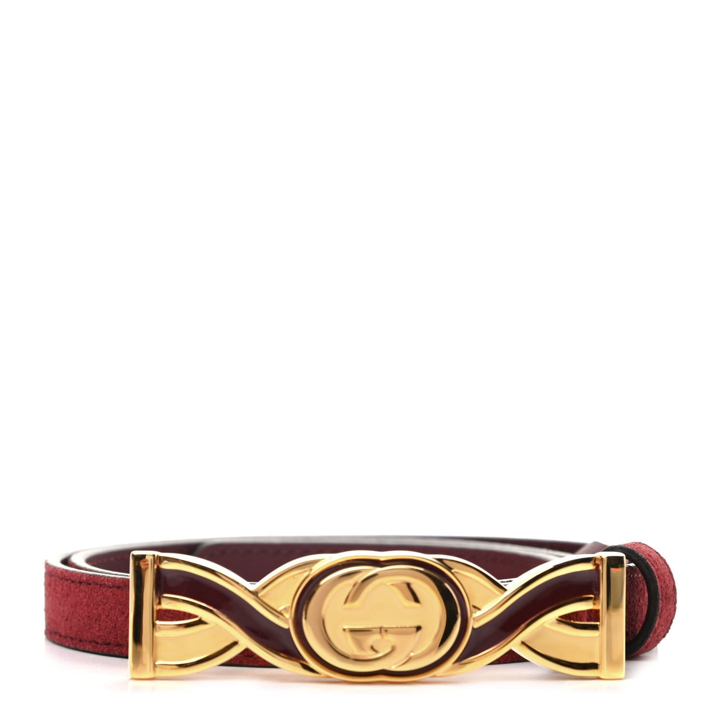 Suede Icaro Plaque Interlocking G 15mm Belt 75 30 Red
