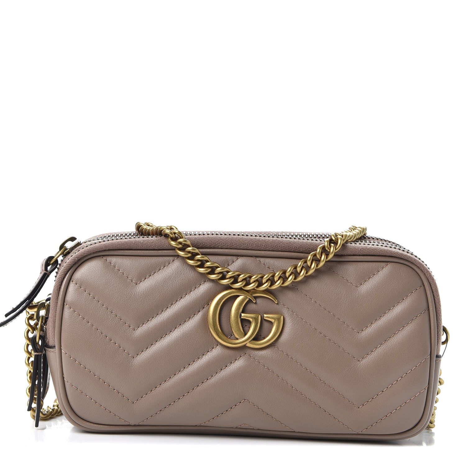 Gucci Calfskin Matelasse Mini GG Marmont Chain Crossbody Bag Porcelain Rose 1 of 9