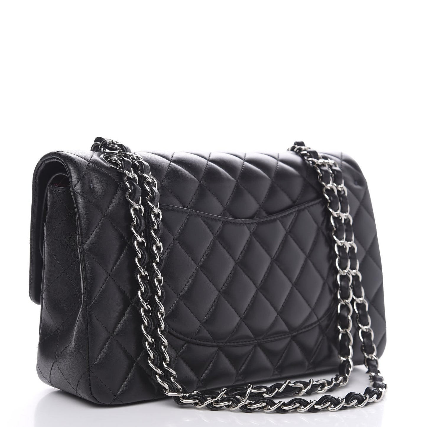 Lambskin Quilted Medium Double Flap Black