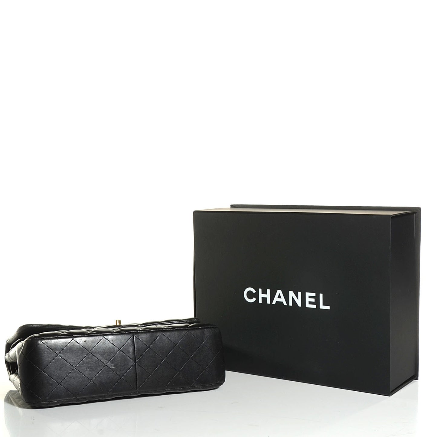 Lambskin Quilted Jumbo Double Flap Black