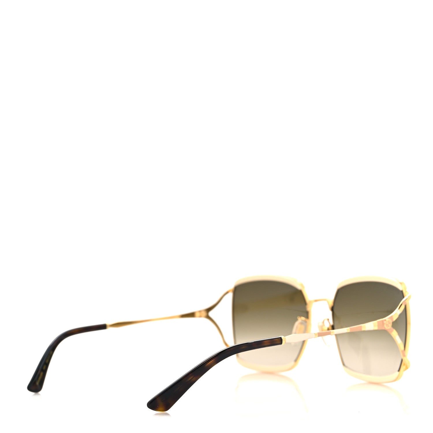 Gucci Metal Square Frame GG0593SK Sunglasses Ivory Gold Brown 4 of 7