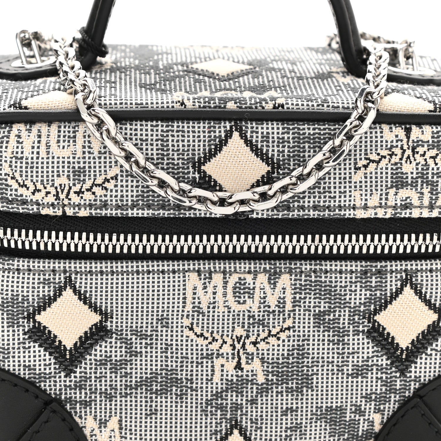 MCM Vintage Jacquard Monogram Rockstar Vanity Case Grey 7 of 9