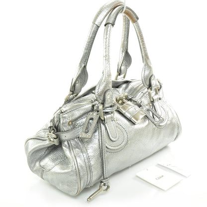 Chloe Leather Paddington Satchel Metallic Silver 3 of 9