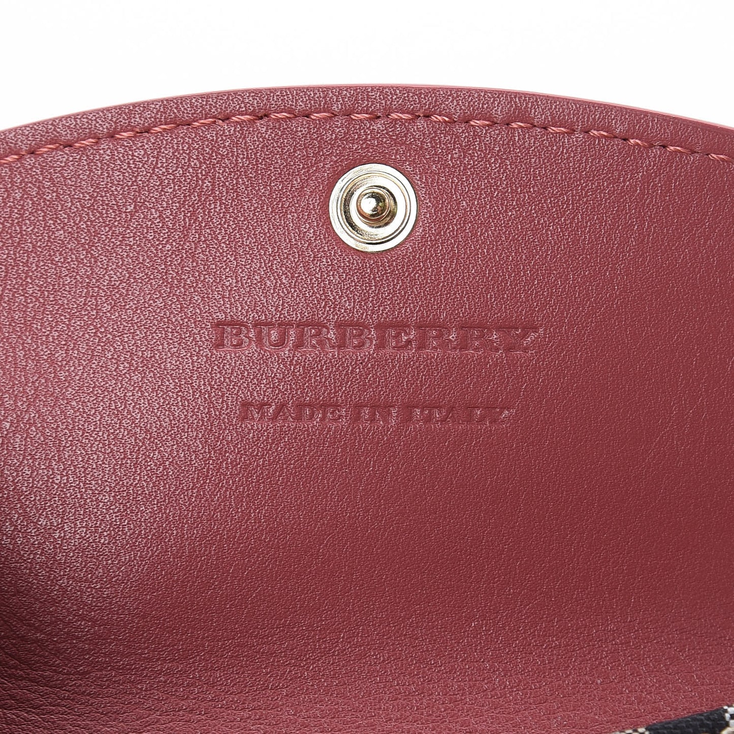 Calfskin House Check Chesam Card Case Cinnamon Red