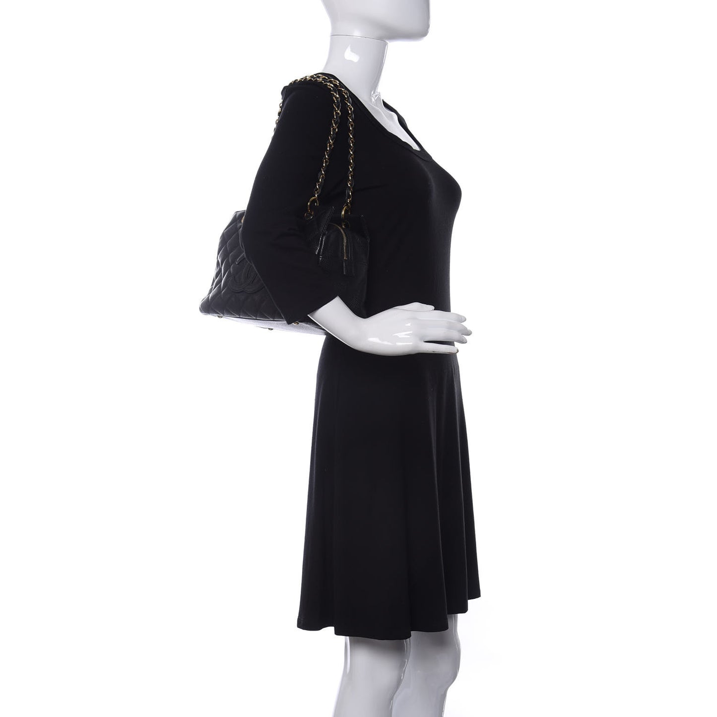 Caviar Quilted Petit Timeless Tote PTT Black