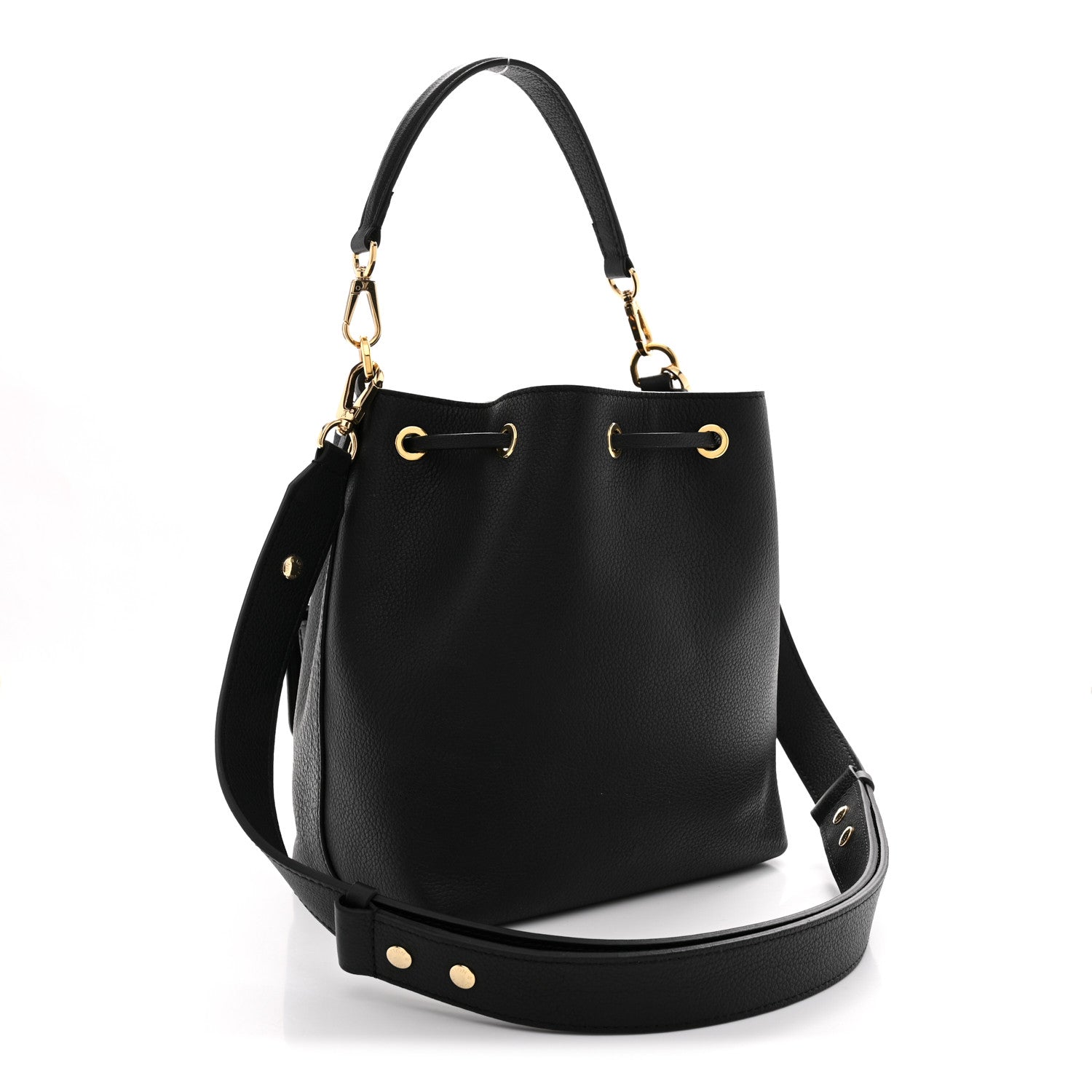 Louis Vuitton Calfskin Lockme Bucket MM Black 3 of 9