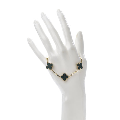 Van Cleef & Arpels 18K Yellow Gold Malachite 5 Motifs Vintage Alhambra Bracelet 2 of 7
