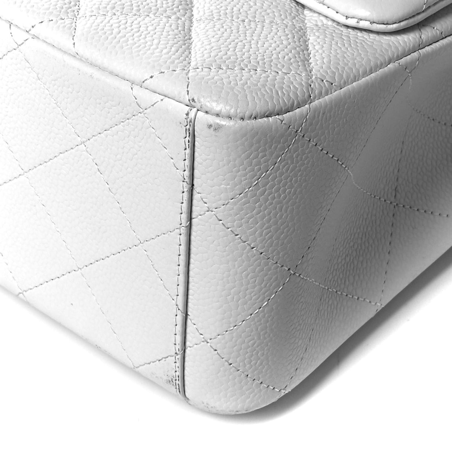Caviar Quilted Maxi Double Flap White
