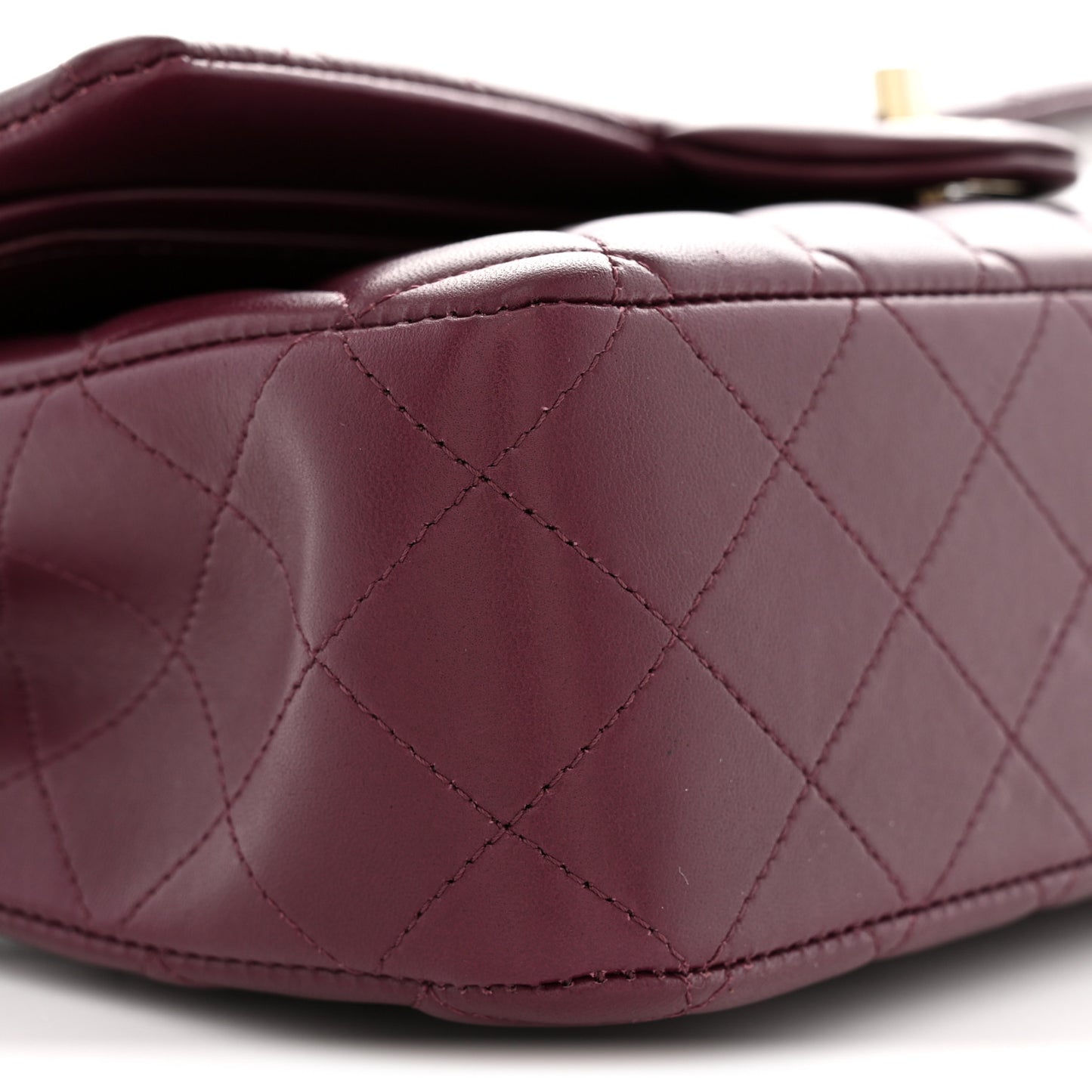 Lambskin Quilted Medium Double Flap Burgundy
