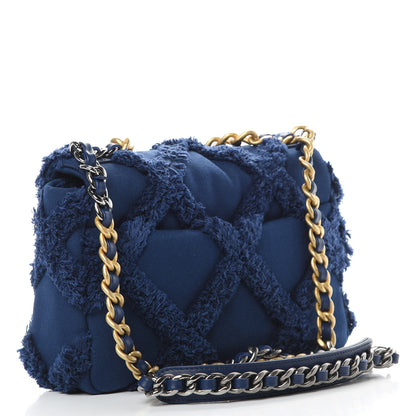 Chanel Cotton Canvas Quilted Medium Chanel 19 Flap Navy Blue 3 of 11