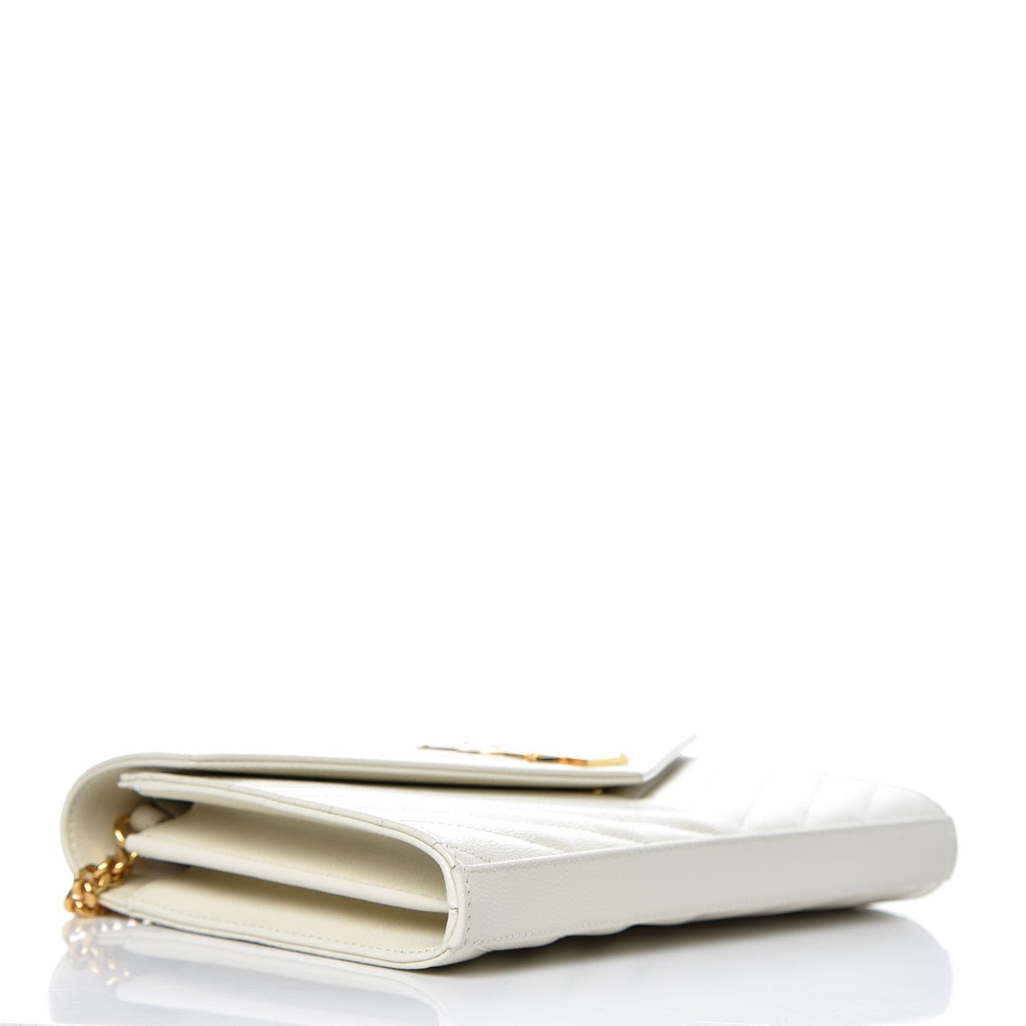 Grain De Poudre Matelasse Chevron Monogram Chain Wallet Porcellana
