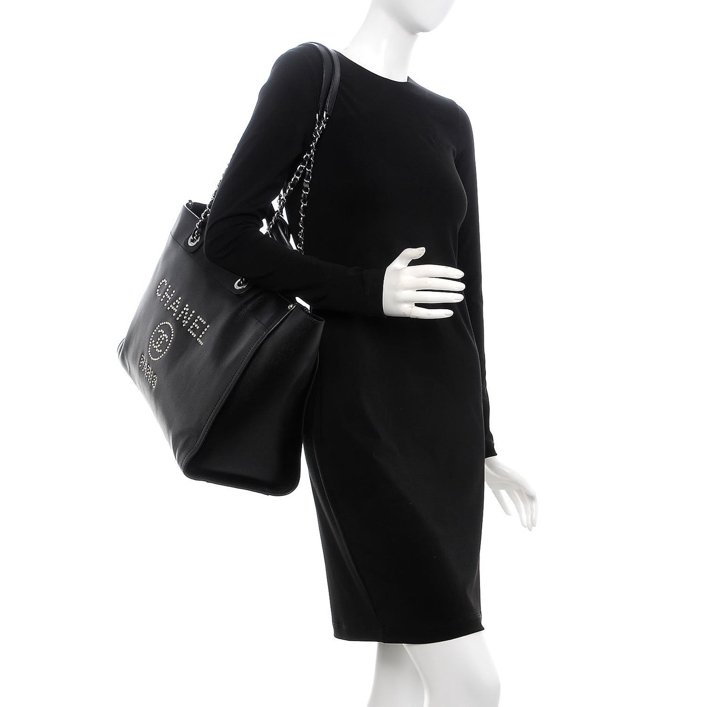 Caviar Extra Large Studded Deauville Tote Black